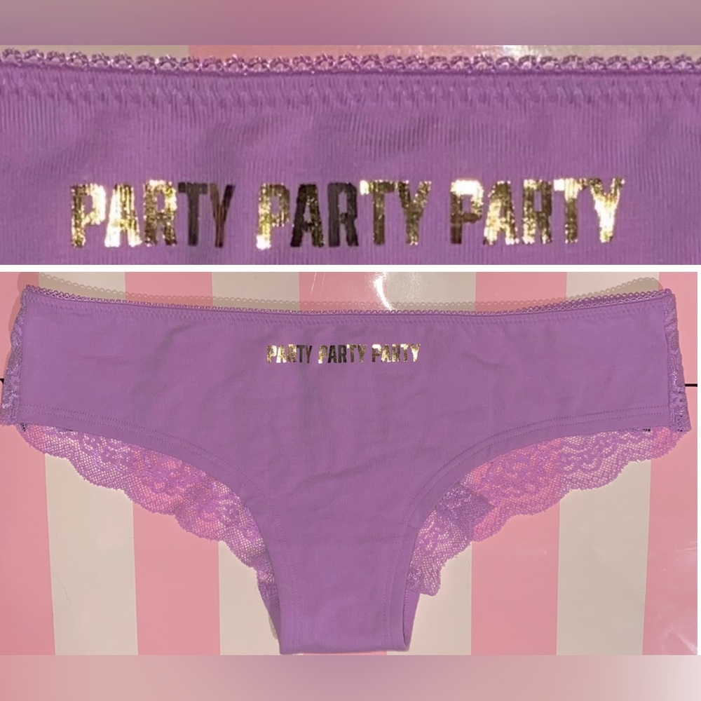 New Vintage Victoria's Secret PINK hipster lace back cotton PINK panties purple